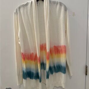 27 Miles Malibu Cream Multicolor Open Cardigan
